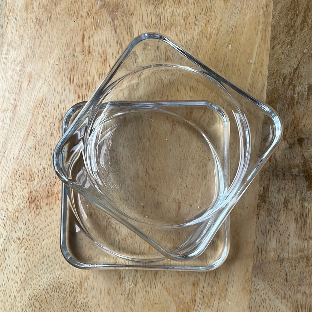 Two glass candle holders !